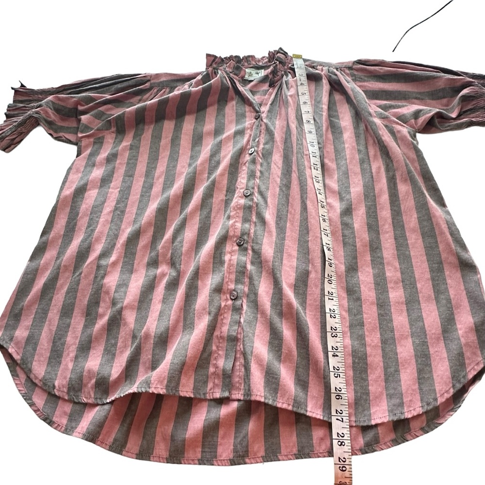 Mille Striped Pink and Brown Women's Top Preppy academia boho girly - Picture 14 of 14